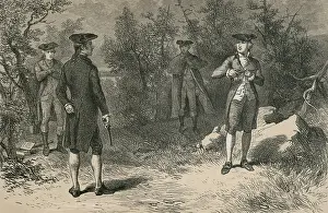 1800s Prints: Alexander Hamilton and Arron Burr prepare to fight a duel on July 11