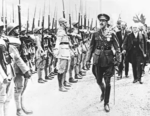 Genetics Prints: Alfonso VIII, King of Spain, reviewing French Troops, July 1928