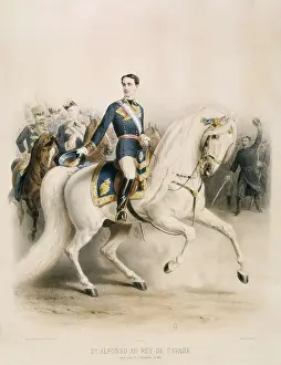 Alfonso Xii 1857 1885 Prints: ALFONSO XII (1857-1885). Alfonso XII on horseback