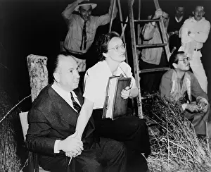 Lcgr1501 Prints: Alfred Hitchcock, seated with Adele Cannon on set of Spellbound'