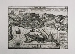 Algeria (17th c.). Arel. The city and the harbour. Engraving. - J. Bedmar/Iberfoto/Everett Collection (253602)**US SALES ONLY**