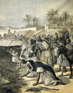 Africans Prints: Algeria (1891). Algerians fighting the locust plague (July)