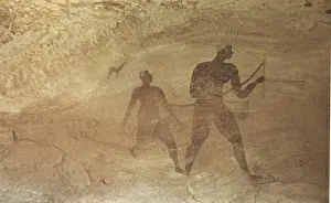 Prehistoric Prints: ALGERIA. Tassili N'Ajjer. Representation of hunters (c)