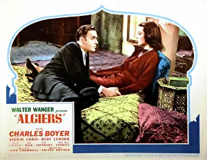 July Prints: ALGIERS, lobbycard, from left: Charles Boyer, Hedy Lamarr, 1938
