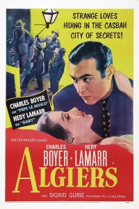 Remake Prints: ALGIERS, US poster art, from left: Hedy Lamarr, Charles Boyer, 1938