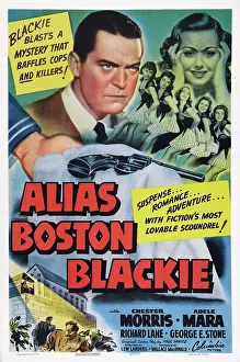 Images Dated 18th December 2014: ALIAS BOSTON BLACKIE, US poster art, from left: Chester Morris, Adele Mara, 1942