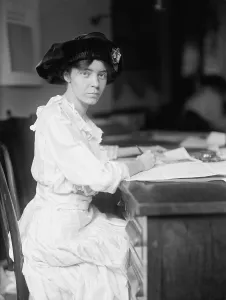 Images Dated 27th April 2010: Alice Paul (1885-1977), militant American Suffragette leader and feminist at her desk in 1915
