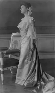 First Family Prints: Alice Roosevelt (1884-1980), wearing fashionable lace dress and flowers in her hair