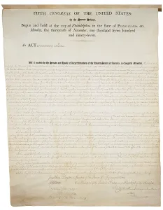 Freedom Of Speech Prints: Alien and Sedition Acts of 1798. Handwritten document dated July 6 1798. Page 1 of 2