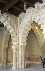 Aljaferia Palace. 11th c. SPAIN. Zaragoza. La Aljaferia Palace. Aljafera Palace. Hispano-Moresque art. Taifas Kingdoms period. Architecture