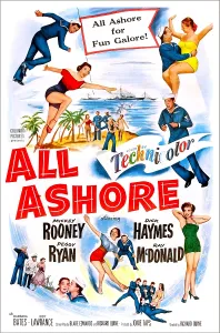 Island Prints: ALL ASHORE, US poster, top right: Mickey Rooney, bottom right: Barbara Bates, 1953