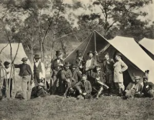 Secret Prints: Allan Pinkerton, and Union Army officers in front of his tent headquarters at Antietam