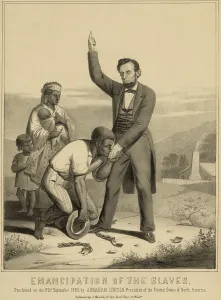 Images Dated 27th January 2009: Allegorical print of Lincoln emancipated the slaves as proclaimed on the 22nd September 1862
