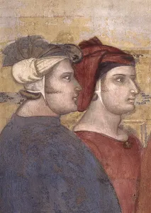 Allegory and Effects of Good Government, by Ambrogio Lorenzetti, 1338 - 1340, 14th Century, fresco, 200 x 770 cm. - Italy, Tuscany, Siena, Public Palace. Detail