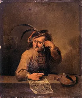 Allegory of Hearing, by Unknown Artist close to David Teniers the Younger, 18th Century, oil on board, 15, 5 x 18, 5 cm - Italy, Lombardy, Milan, Castello Sforzesco