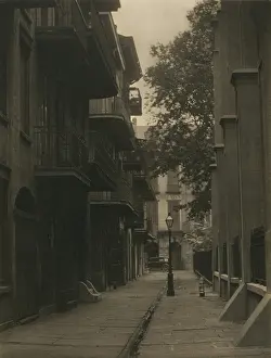 Automobiles Prints: An alley, in an unidentified city (New Orleans?) in the American South