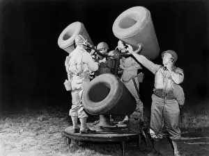 Allied Prints: Allied anti-aircraft listening device which amplified the sound of distant airplane engines
