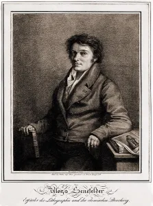 Inventors Prints: Aloys Senefelder (1771-1834), in lithographic portrait from his book