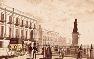 ALSAMORA, Onofre (1825-1880). View of Palace Square, Barcelona. 19th c. Litography. SPAIN. Barcelona. Barcelona City History Museum. AISA/Everett Collection**US SALES ONLY**