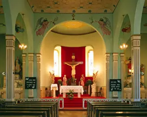 Folk Art Prints: Altar of the church of Iglesia de San Elceario, San Elizario, TX, built ca. 1877