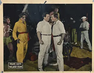 Angry Prints: THE ALTAR STAIRS, lobbycard, Boris Karloff (yellow), Frank Mayo (front right), 1922