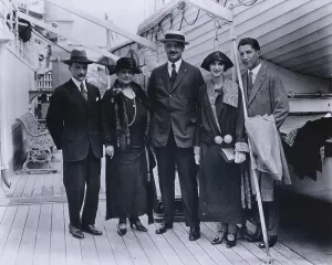 Banks Prints: Amadeo Peter Giannini 1870-1949 with his family aboard S.S. Guilio Cesare on July 13 1923