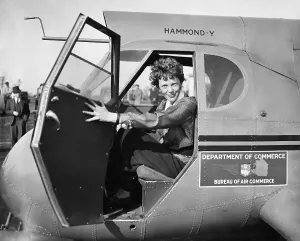 Flyers Prints: Amelia Earhart in Department of Commerce airplane, 1936. (BSLOC_2013_8_212)