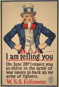 Bonds Prints: American 1918 WW1 poster, with classic Uncle Sam character by James M. Flagg