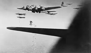 Lcgr1404 Prints: American B-17s drop bombs over Meudon