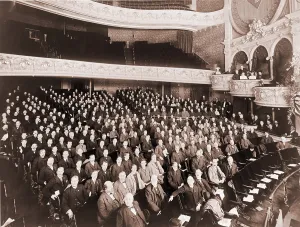Banks Prints: American Bankers pose for a group portrait in a theater during their Association Convention at Milwaukee