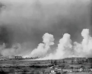 Allies Prints: American bombs explode in the town of Cassino