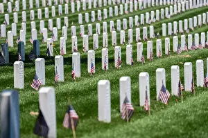 Lgcr2022 Prints: American flags at soldiers graves in Arlington National Cemetery on Memorial Day