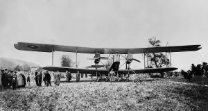 Bombers Prints: American Langley night bombing airplane displayed on Oct. 15, 1918. (BSLOC_2012_4_89)