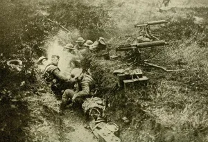 Offensive Prints: American machine gun troops operating from German Second Line in great Battle of Cantigny
