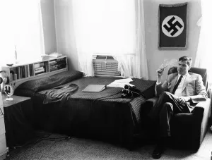 Segregationists Prints: American Nazi George Lincoln Rockwell in the bedroom of his Arlington