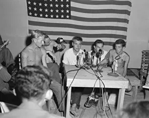 Freed Prints: American POWs released during Operation Big Switch being interviewed by the press