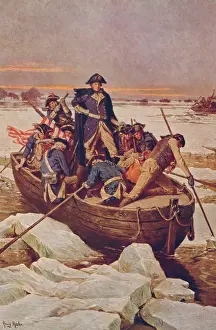 Row Boat Prints: American Revolution. George Washington crossing the Delaware River on the night of Dec