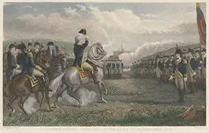 Epaulette Prints: American Revolution. George Washington inspecting the Army at Cambridge, July 3, 1775