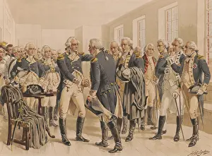 Epaulets Prints: American Revolution. George Washington taking leave of the officers of his army at Fraunces Tavern in New York City