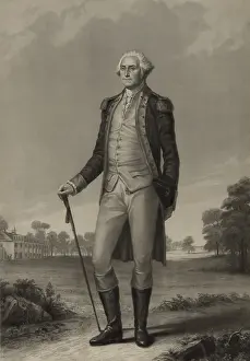 Epaulets Prints: American Revolution. George Washington wears a military uniform in this full-length portrait at Mount Vernon