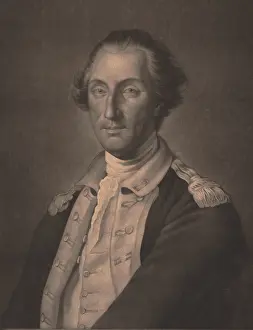 Epaulets Prints: American Revolution. Mezzotint portrait of General George Washington created in 1783