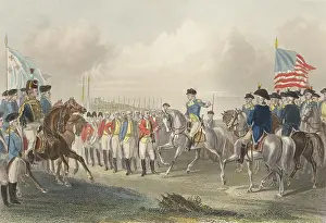 Standards Prints: American Revolution. Surrender British army commanded by Lord Cornwallis at Yorktown