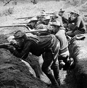 20 40 Years Old Prints: American soldiers entrenched against the Filipinos insurgents during the Philippine-American War