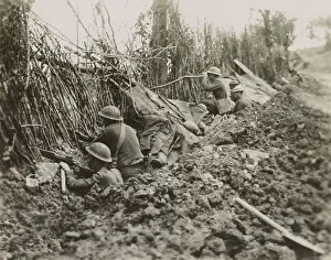 Helmets Prints: American soldiers in front line trench during the Meuse-Argonne Offensive