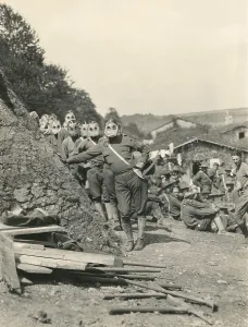 20 30 People Prints: American soldiers standing next to earthen work fortifications
