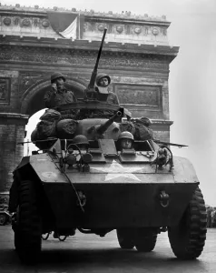 Tank Prints: American tank in Paris. Free French Forces and U