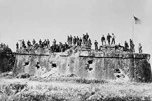 Defeated Prints: American troops after the flag raising Fort San Antonio de Abad