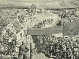 Images Dated 20th March 2013: American troops marching on a camouflaged road during WW1