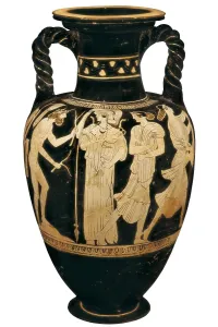 Greece Prints: Amphora depicting Ulysses, Athena and princess Nausicaa