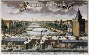 Dutchman Prints: Amsterdam in 1617. Engraving. AISA/Everett Collection**US SALES ONLY**